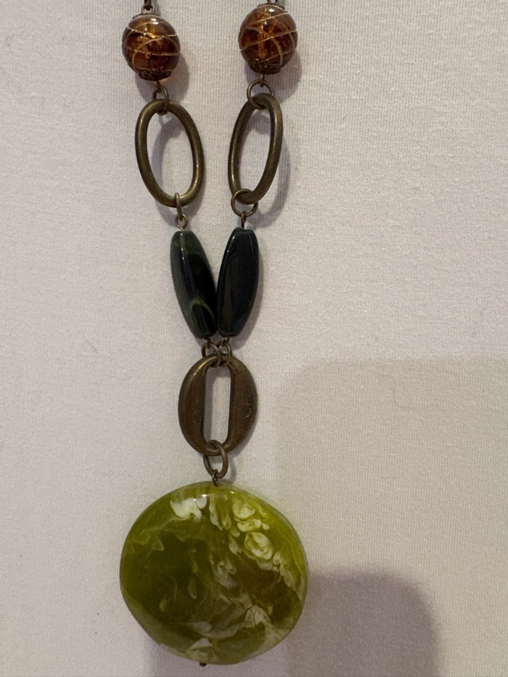 Handcrafted Green Resin Pendant Necklace - Women Jewelry
